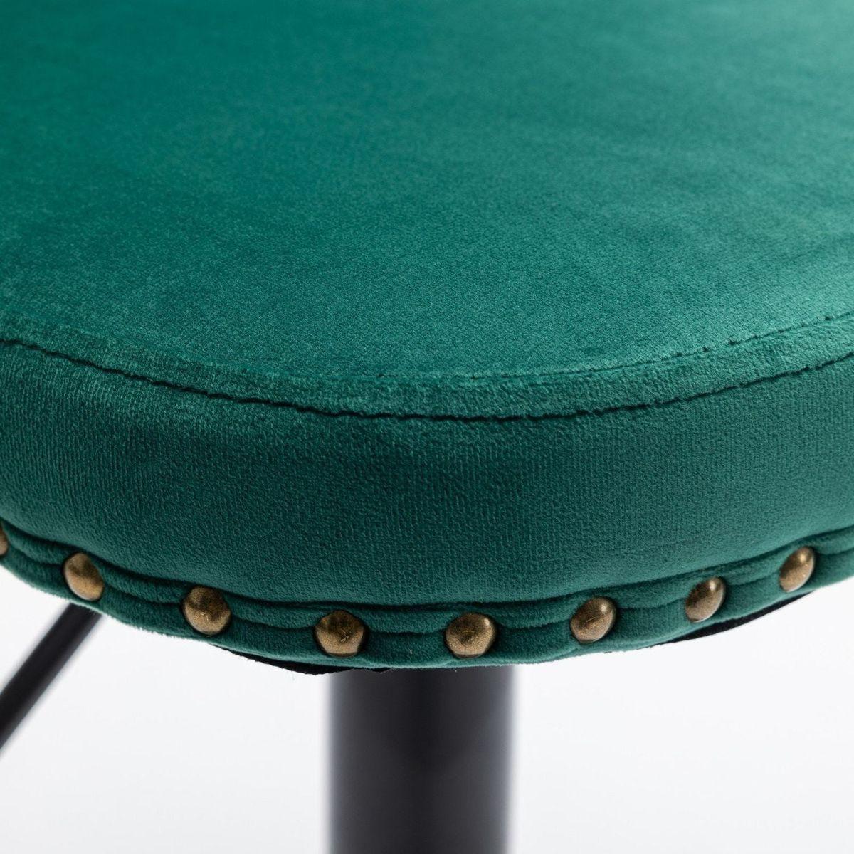 Swivel Velvet Barstools Adjusatble Seat Height from 25-33 Inch,17.7inch base, Modern Upholstered Bar Stools with Backs Comfortable Tufted for Home Pub and Kitchen Island,Green,Set of 2