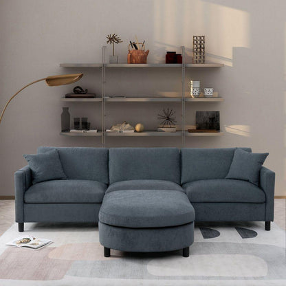 107.87'Sectional Sofa Couch With 1 Ottoman,Seat Cushion and Back Cushion Removable