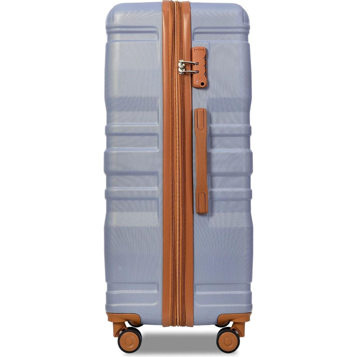 Luggage Sets New Model Expandable ABS Hardshell 3pcs Clearance Luggage Hardside Lightweight Durable Suitcase sets Spinner Wheels Suitcase with TSA Lock 20"24"28"(blue and brown)