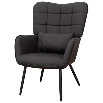 Leather Armchair, Modern Accent Chair High Back, Living Room Chairs with Metal Legs and Soft Padded, Sofa Chairs for Home Office,Bedroom,Dining Room (Grey-1pc)