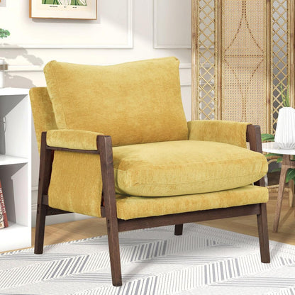 Kelly Mid-Century Modern Velvet Accent Armchair, Yellow