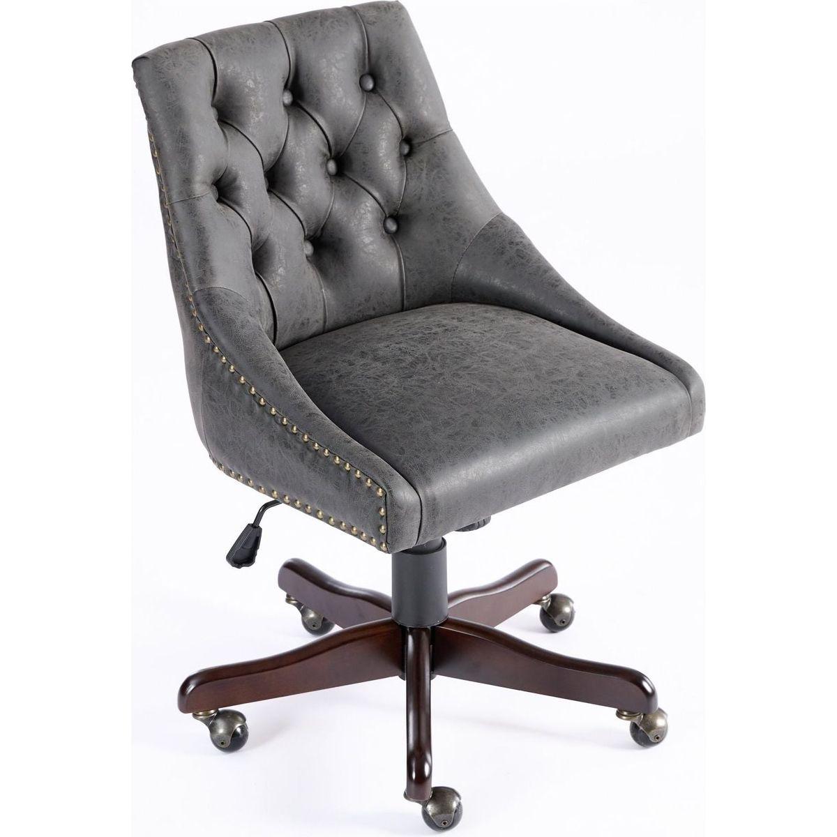 Medieval Retro Style Sheepskin Pattern Fabric Home Office Chair with Lift, Swivel and Recline Functions,Gray color