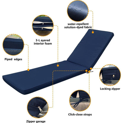 Outdoor Lounge Chair Cushion Replacement Patio Funiture Seat Cushion Chaise Lounge Cushion-Navy Blue