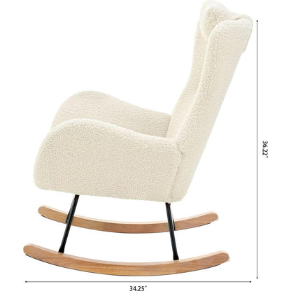 Rocking Chair - with rubber leg and cashmere fabric, suitable for living room and bedroom