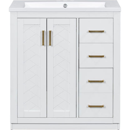 30" Bathroom Vanity with Resin Sink Combo,Solid Wood Frame Bathroom Storage Cabinet, Freestanding Vanity Set with 3 Drawers& Soft Closing Doors