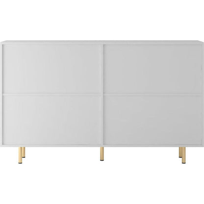 White Modern Buffet Cabinet with Storage, Fluted Sideboard Large Buffet with Adjustable Shelves, Credenza, Accent Cabinet Console Table