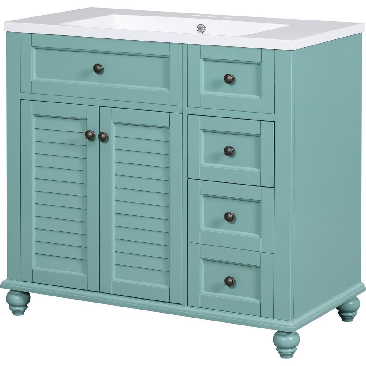 36" Bathroom Vanity with Undermount Sink,Free Standing Vanity Set with 2 Drawers& Soft Closing Doors,Solid Wood Frame Bathroom Storage Cabinet