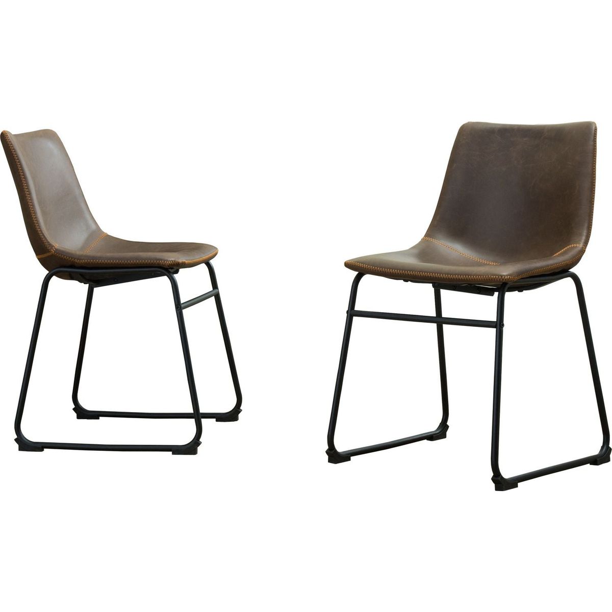 Lotusville Vintage PU Leather Dining Chairs, Set of 2, Antique Brown