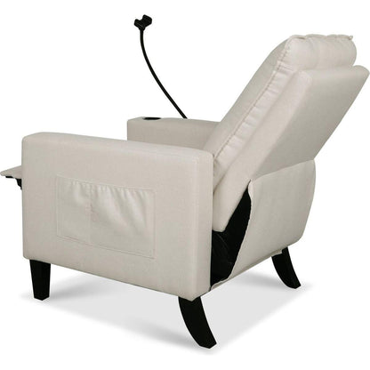 Recliner Chairs for Adults, Adjustable Recliner Sofa with Mobile Phone Holder & Cup Holder, Modern Reclining Chairs Fabric Push Back Recliner Chairs for Living Room, Bedroom, BEIGE