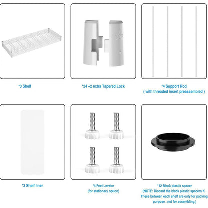 3 Tier Wire Shelving Unit, 1050 LBS NSF Height Adjustable Metal Garage Storage Shelves, Heavy Duty Storage Wire Rack Metal Shelves - White