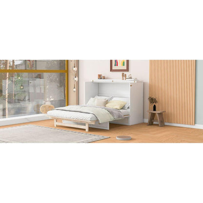 Full Size Murphy Bed with Large Drawers,White