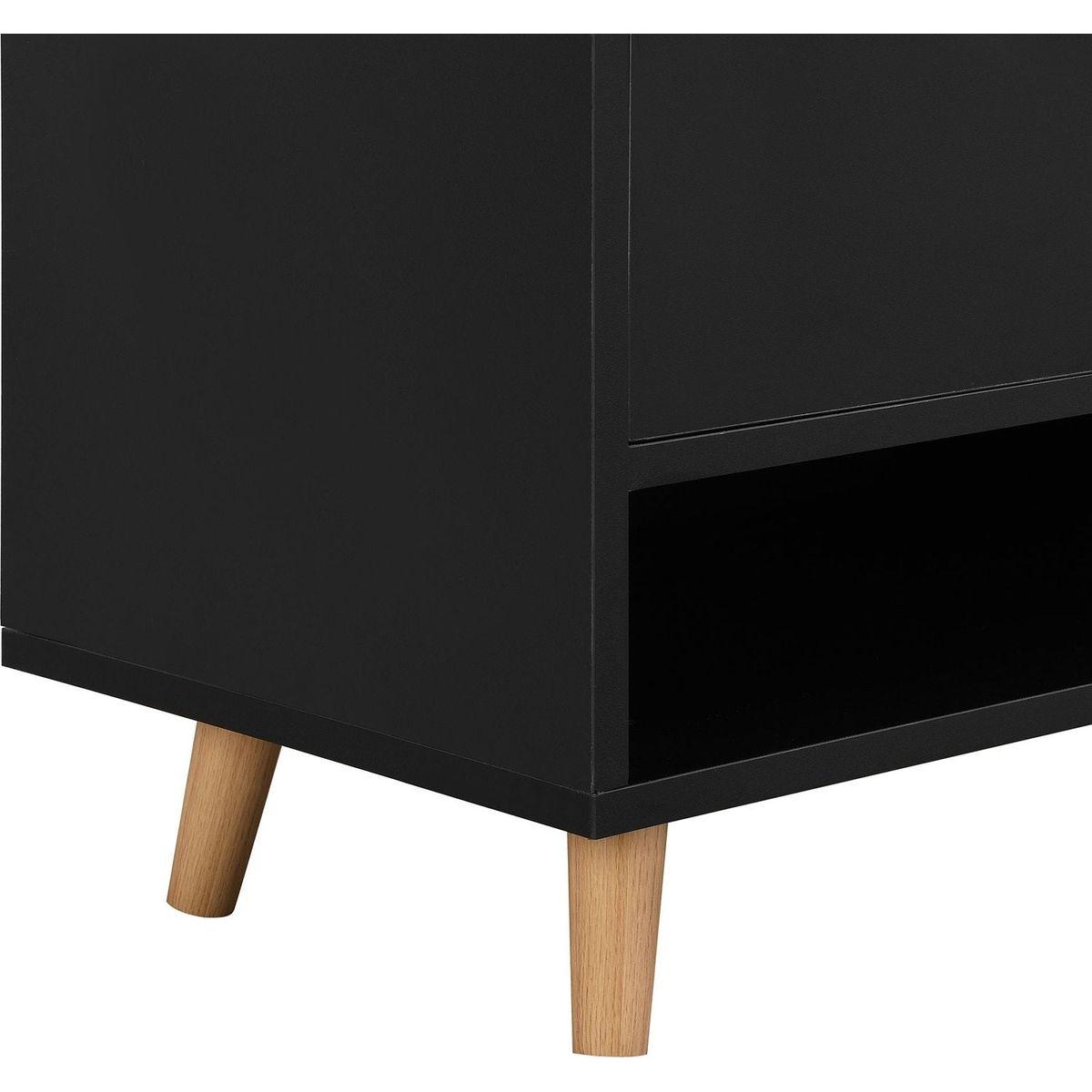 Sleek and Contemporary Shoe Cabinet with Adjustable Shelves, Minimalist Home Organizer with Solid Wood Legs, Storage Sideboard for Entryway, Living Room, Black