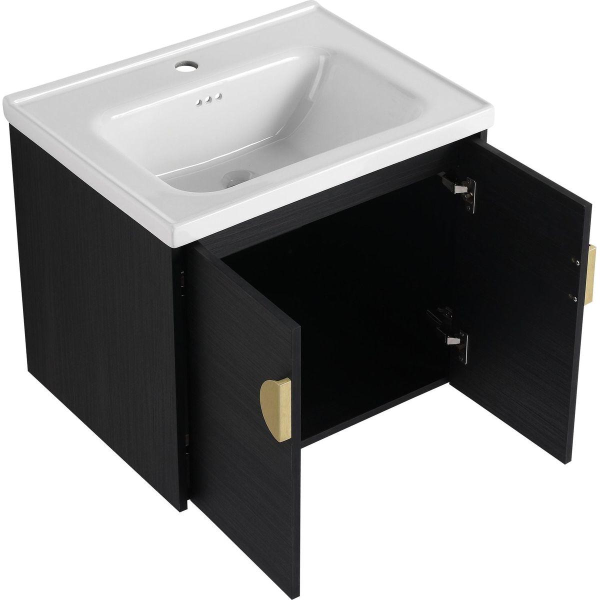 24 Inch Soft Close Doors Bathroom Vanity With Sink, For Small Bathroom,(KD-Packing)