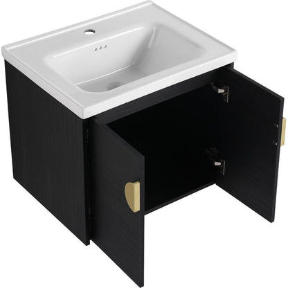 24 Inch Soft Close Doors Bathroom Vanity With Sink, For Small Bathroom,(KD-Packing)