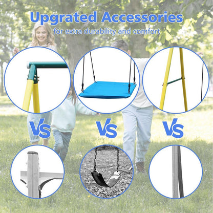 Indoor/Outdoor Metal Swing Set with Safety Belt for Backyard