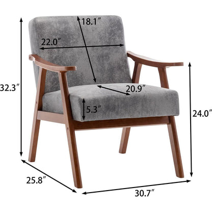 Mid-Century Modern Chair, Living Room Chair with Solid Wood Frame, Accent Chair Extra-Thick Backrest, Wingback Chair for Bedroom, Reading Room, Living Room, Lounge Chair Indoor