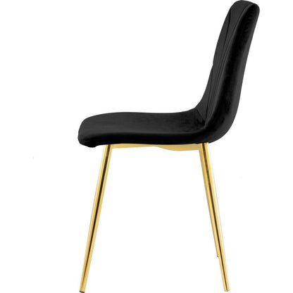 Modern simple light luxury dining black chair home bedroom stool back dressing chair student desk chair gold metal legs(set of 4)