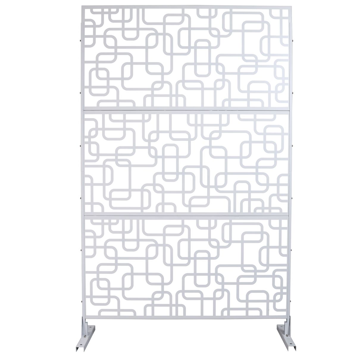 Outdoor & Indoor Privacy Screen Metal Privacy Screen 76' H×48' W, Freestanding Decorative Privacy Screen for Deck Balcony Patio, Privacy Fence Panels for Outside Lawn Garden PS114 WHITE