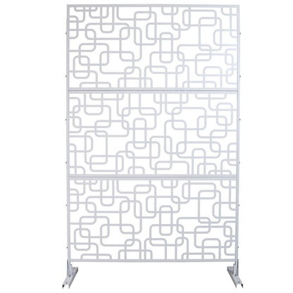 Outdoor & Indoor Privacy Screen Metal Privacy Screen 76' H×48' W, Freestanding Decorative Privacy Screen for Deck Balcony Patio, Privacy Fence Panels for Outside Lawn Garden PS114 WHITE