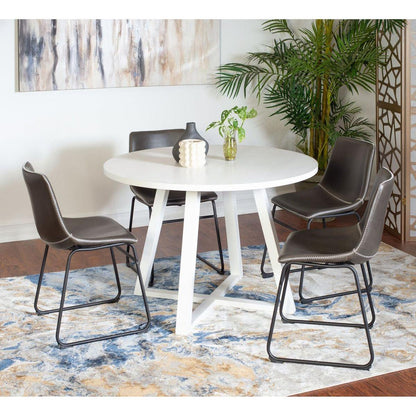 Varna 5-Piece Round Dining Set, Trestle Dining Table with 4 Stylish Chairs