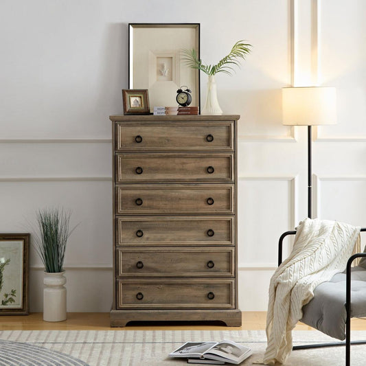 dresser for clothing Snhomee with Clothes Rack 6 Drawer Dresser with Rack Hanging Clothes Black Dresser with Fabric Drawers & Charging Station Store underwear Dressers Streamdale Furniture