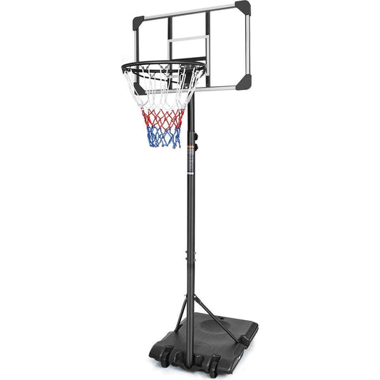 Basketball Goal Portable Basketball Hoop Indoor Outdoor Basketball Stand 5.6-7ft Adjustable 28in Backboard with Wheels