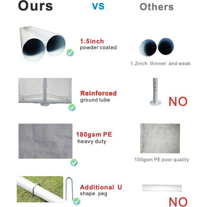 20x20 Feet Party Tent Heavy Duty Marquee Canopy Outdoor Wedding tent Carport Events Shelter Tent for Parties BBQ with Storgae Carry Bags