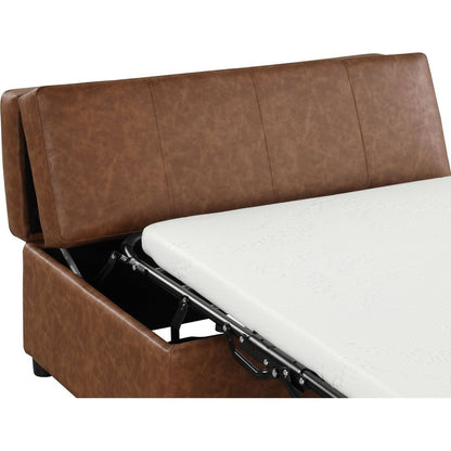 Twin Size Folding Ottoman Sleeper Bed with Mattress Convertible Guest Bed Brown
