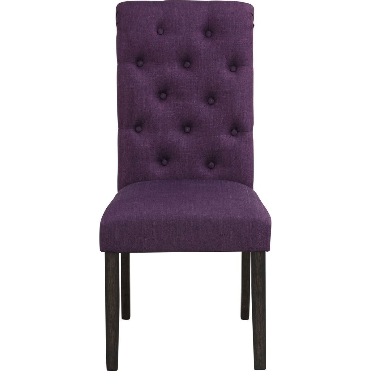 Leviton Solid Wood Tufted Asons Dining Chair, Set of 2, Purple