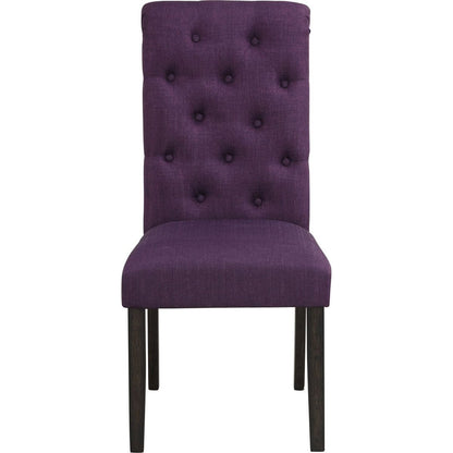 Leviton Solid Wood Tufted Asons Dining Chair, Set of 2, Purple