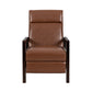 Faux Leather Upholstered Pushback Recliner Light Brown