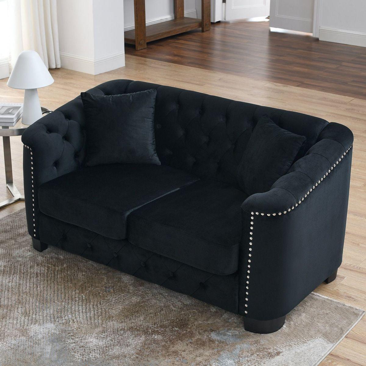 3-seater + 2-seater Combination sofa.Velvet black