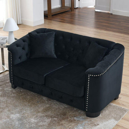 3-seater + 2-seater Combination sofa.Velvet black