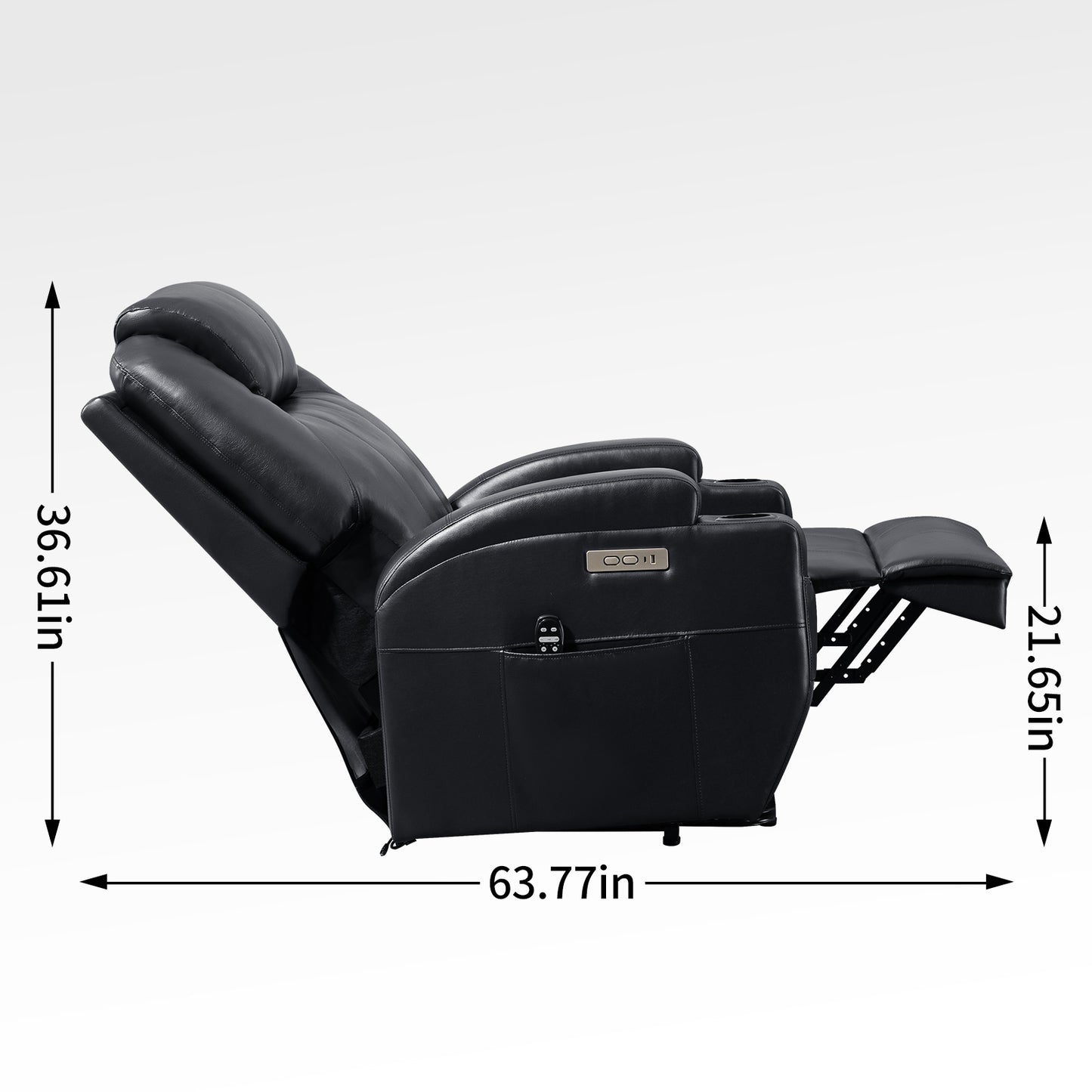 Up to 350lbs Okin Motor Power Lift Recliner Chair for Elderly, Heavy Duty Motion Mechanism with 8-Point Vibration Massage and Lumbar Heating, Two Cup Holders and USB Charge Port, Black