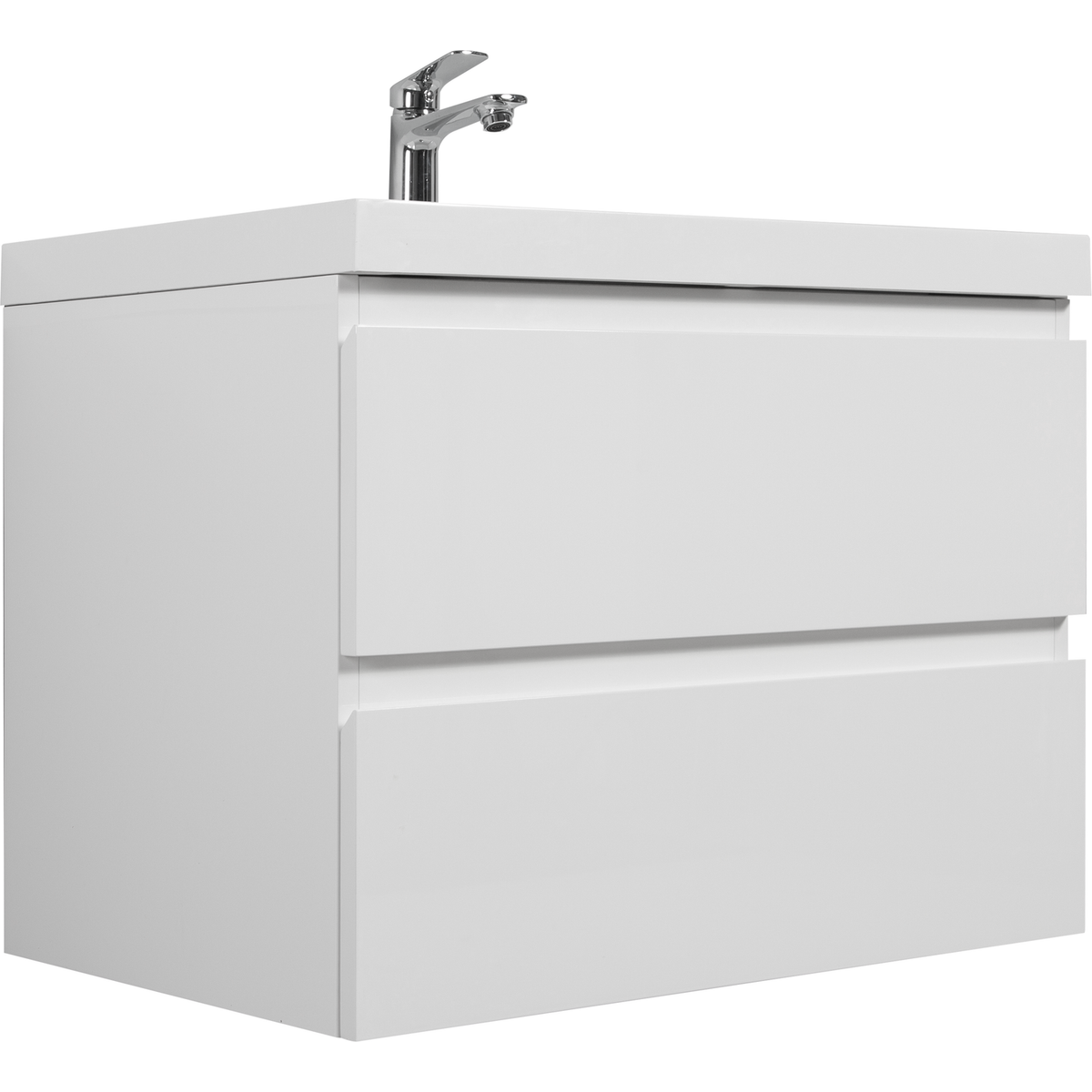 30" Floating Bathroom Vanity with Sink, Modern Wall-Mounted Bathroom Storage Vanity Cabinet with Resin Top Basin and Soft Close Drawers, Glossy White