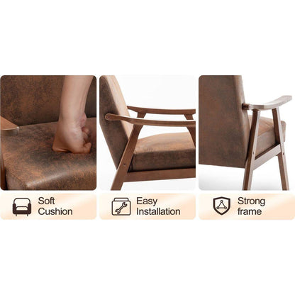 Mid-Century Modern Chair, Living Room Chair with Solid Wood Frame, Accent Chair Extra-Thick Backrest, Wingback Chair for Bedroom, Reading Room, Living Room, Lounge Chair Indoor