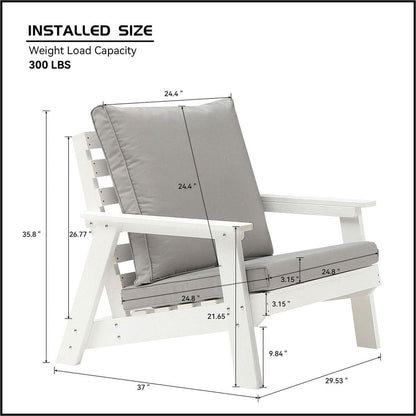 HIPS All-Weather Outdoor Single Sofa with Cushion, White/Grey