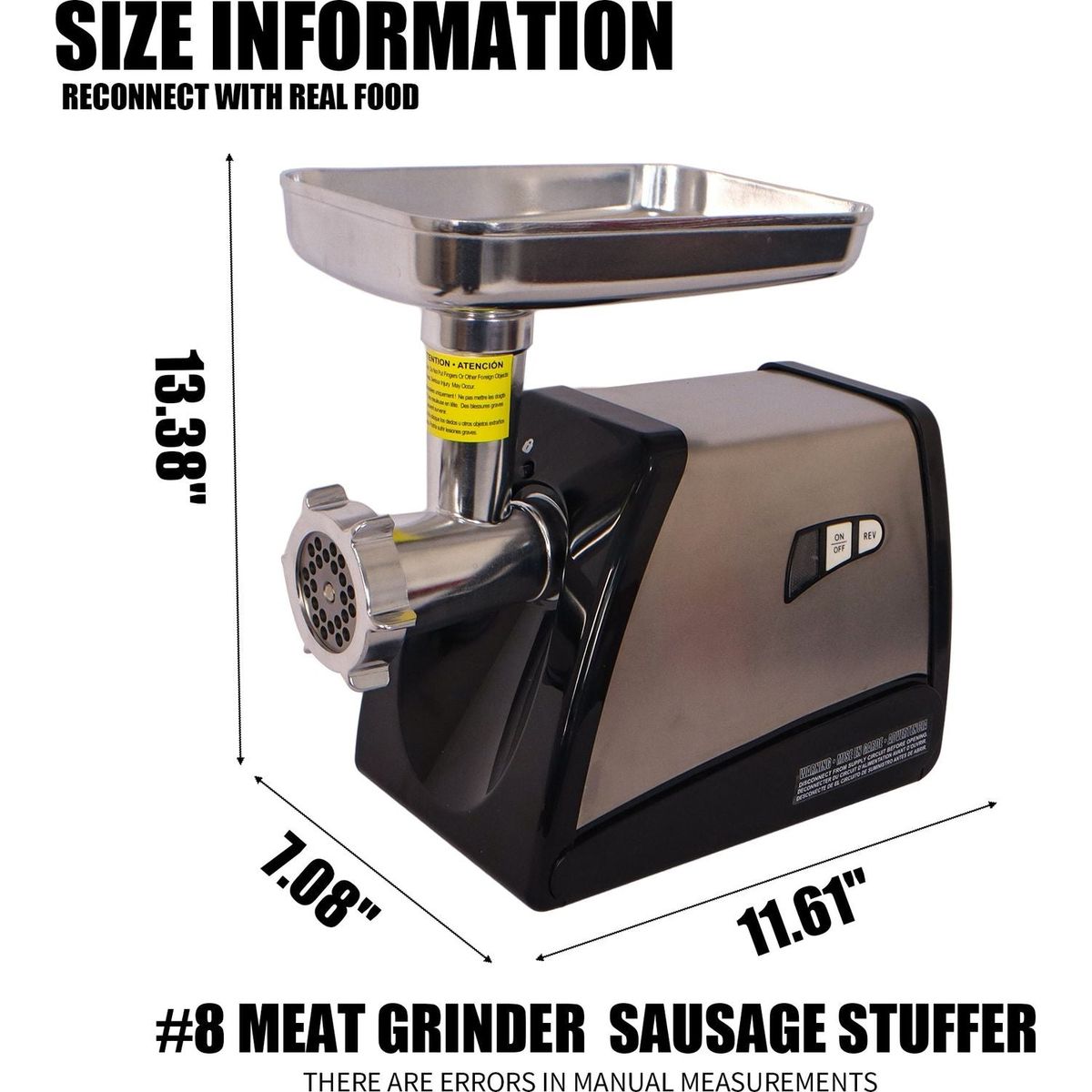 Meat Grinder & Sausage Stuffer, 570 Watt,Stainless Steel