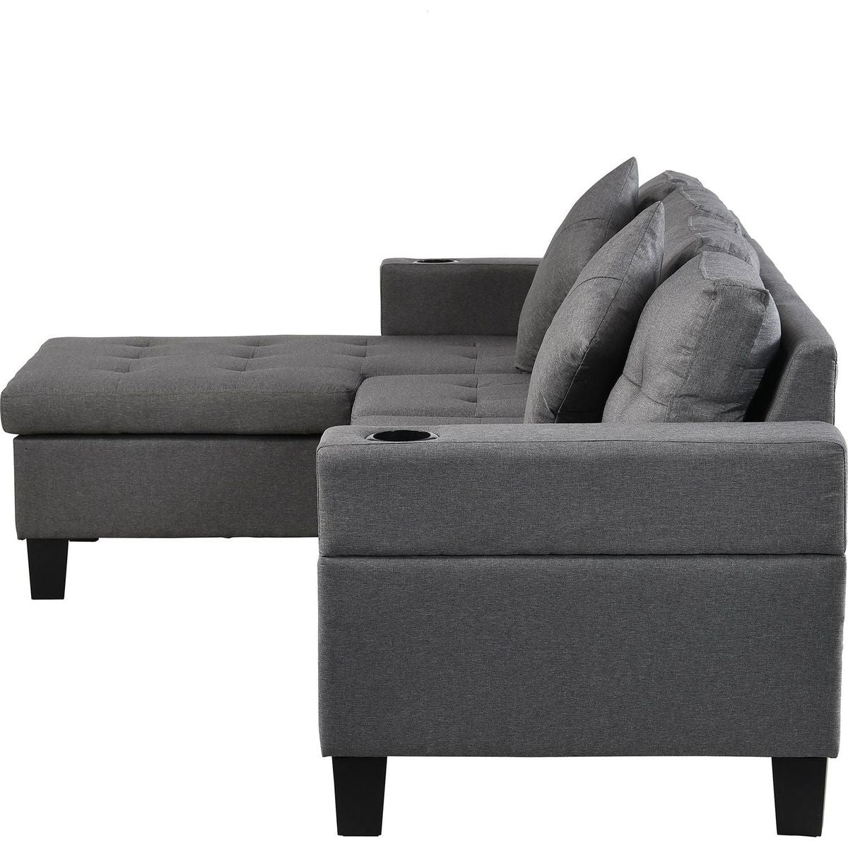 Sectional Sofa Set for Living Room with L Shape Chaise Lounge, cup holder and Left or Right Hand Chaise Modern 4 Seat