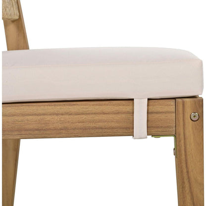 Multi-person Outdoor Acacia Wood Dining Table and Chair Set, Thick Cushions, Suitable for Balcony, Vourtyard, and Garden.