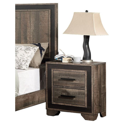 Oak Finish 1pc Nightstand Paper veneer Bedroom Furniture 2-Drawers Bedside Table