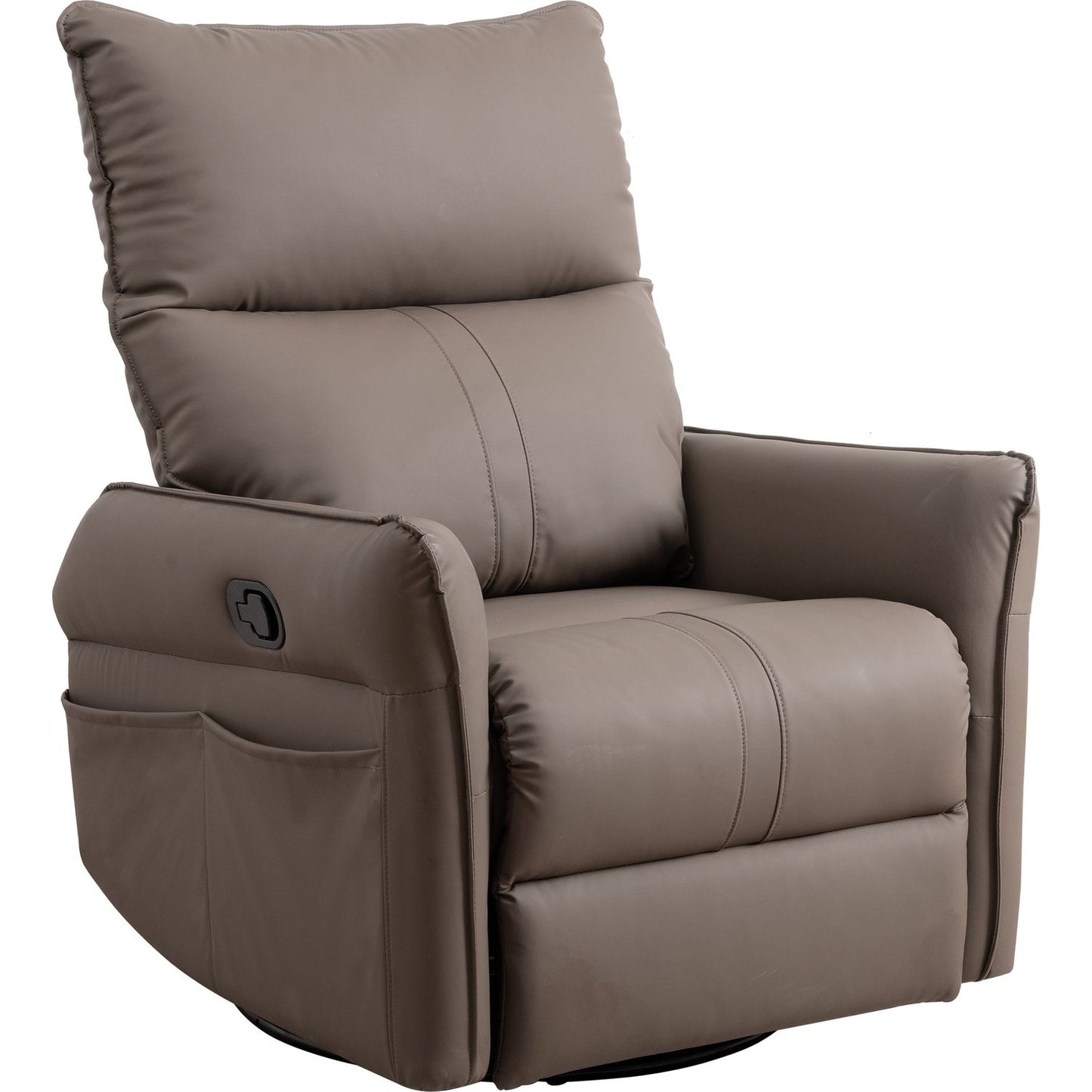 Rocking Recliner Chair,360 Degree Swivel Nursery Rocking Chair,Glider Chair,Modern Small Rocking Swivel Recliner Chair for Bedroom,Living Room Chair Home Theater Seat,Side Pocket(Brown)