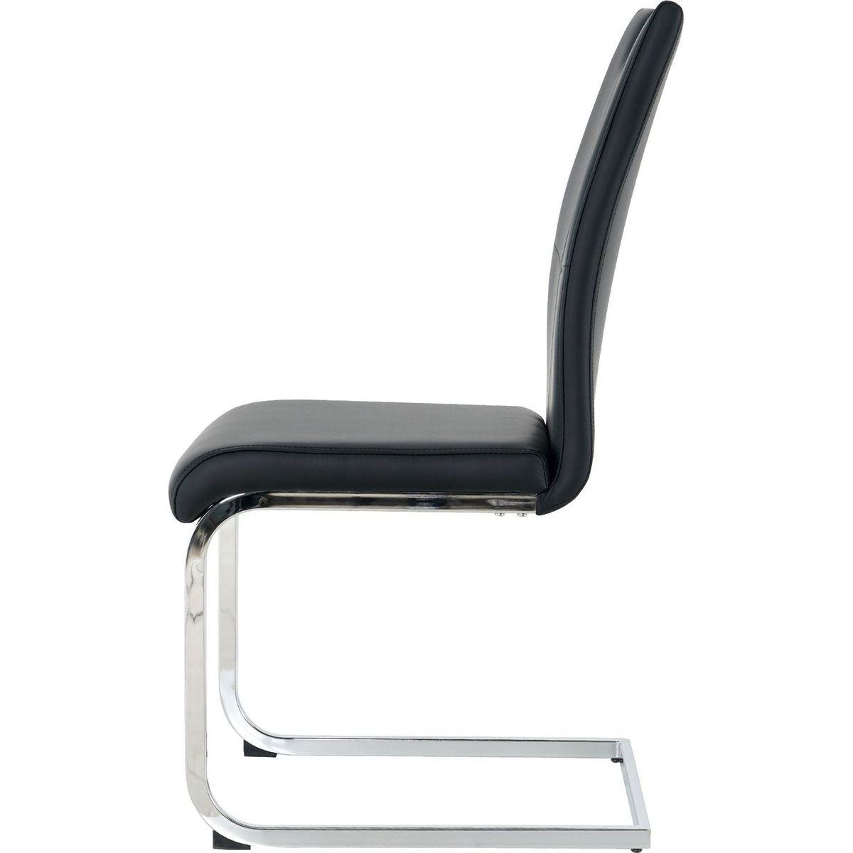 Modern Dining Chairs with Faux Leather Padded Seat Dining Living Room Chairs Upholstered Chair with Chrome Metal Legs Design for Kitchen, Living, Bedroom, Dining Room Side Chairs Set of 2