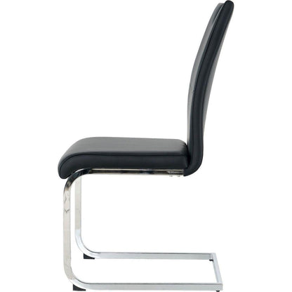 Modern Dining Chairs with Faux Leather Padded Seat Dining Living Room Chairs Upholstered Chair with Chrome Metal Legs Design for Kitchen, Living, Bedroom, Dining Room Side Chairs Set of 2