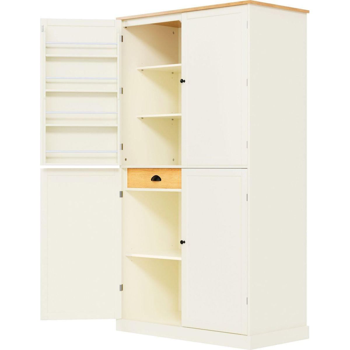 [Assembly Video Provided]40.2x20x71.3inch High Freestanding Kitchen Pantry Large Cupboard Storage Cabinet with 2 Drawers, 2 Adjustable Shelves, 8 Door Shelves for Kitchen, Dining Room,Cream