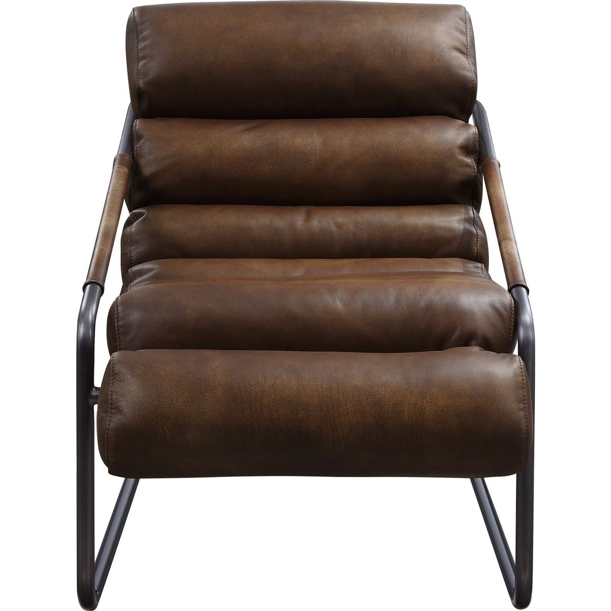 Dolgren Accent Chair in Sahara Top Grain Leather & Matt Iron Finish