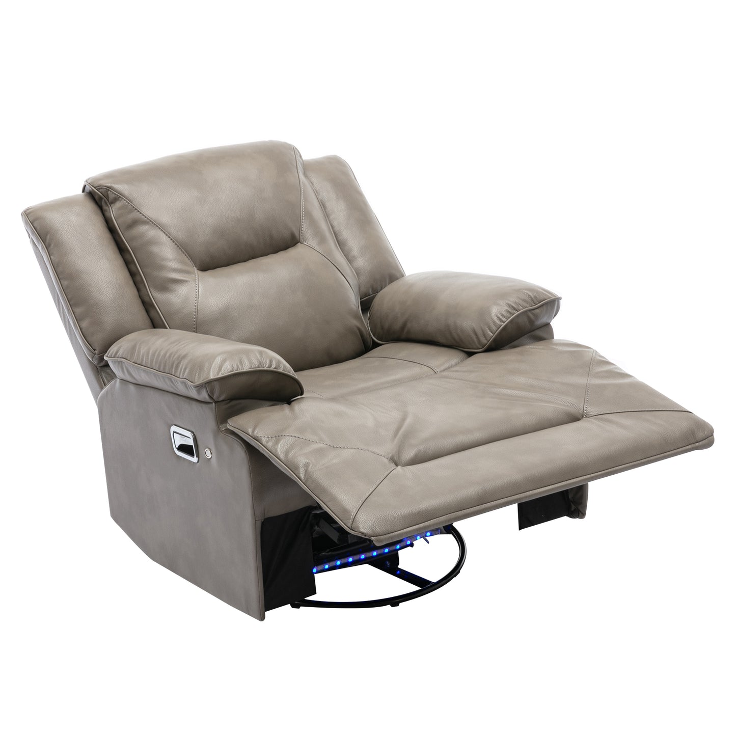 360 Swivel and Rocking Home Theater Recliner Manual Recliner Chair with a LED Light Strip for Living Room,Bedroom, Grey