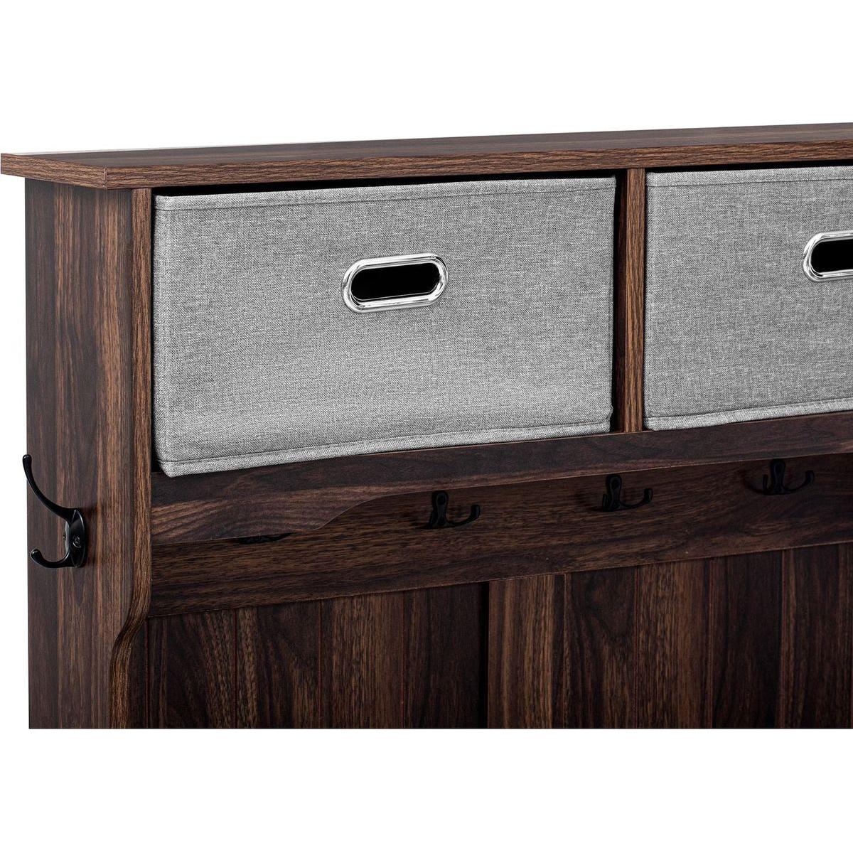 Hall Tree with 6 Hooks and Hinged Lid, Coat Hanger, Entryway Bench, Storage Bench, 3-in-1 Design, 69INCH, for Entrance, Hallway