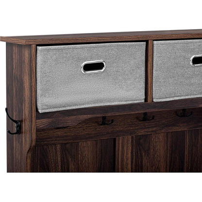 Hall Tree with 6 Hooks and Hinged Lid, Coat Hanger, Entryway Bench, Storage Bench, 3-in-1 Design, 69INCH, for Entrance, Hallway