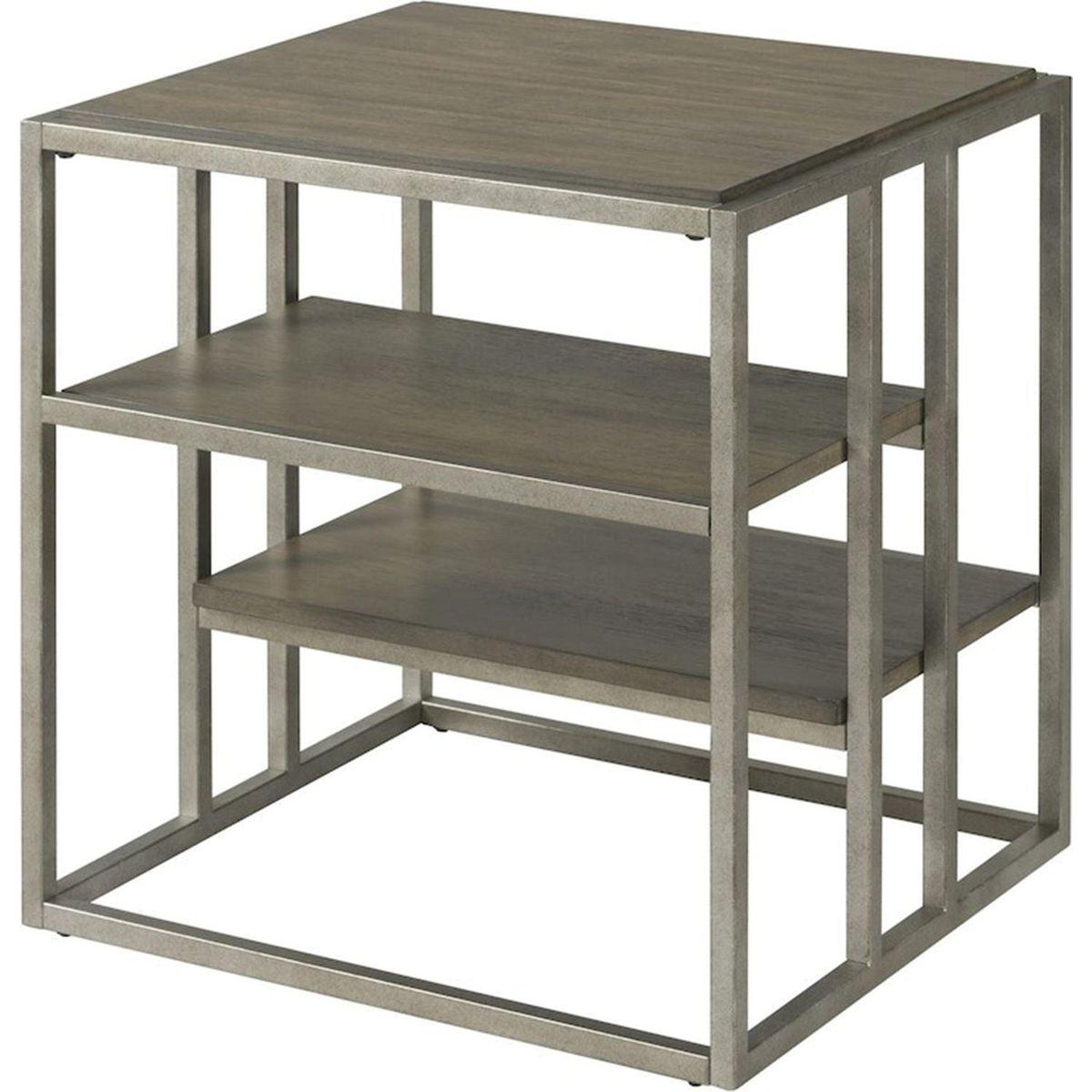Padena Metal Frame Wood Living Room End Table with Shelf
